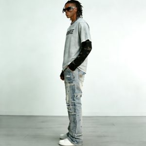 Multi-Color Rhinestone Slim Jeans