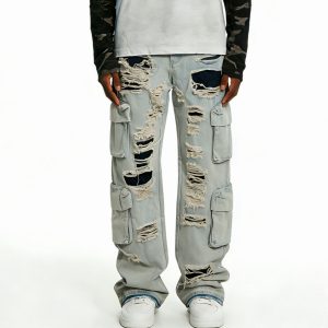 Multi-Pocket Distressed Light Cargo