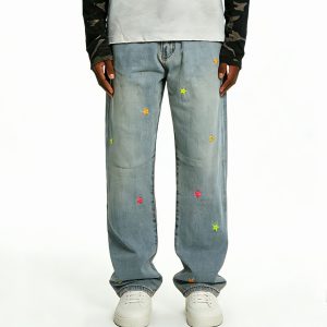 Colorful Star Patchwork Denim