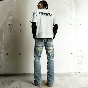 Distressed Light Blue Tactical Cargo