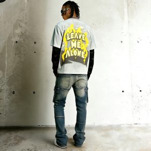 Paneled Knee Distressed Dark Denim