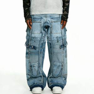 Oversized Tactical Strap Light Denim