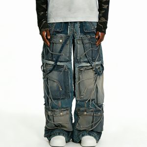 Multi-Layered Cargo Strap Denim