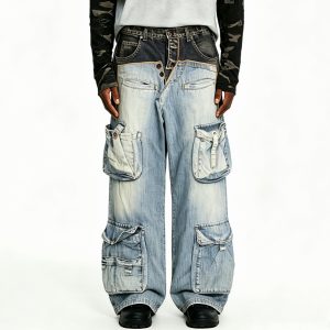 Tactical Layered Multi-Pocket Cargo Jeans