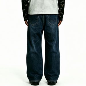 Classic Indigo Wide-Leg Streetwear Jeans