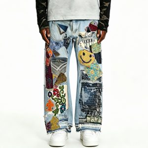 Pop-Art Patchwork Graphic Jeans