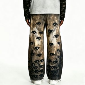 All-Eyes Graphic Acid Wash Denim