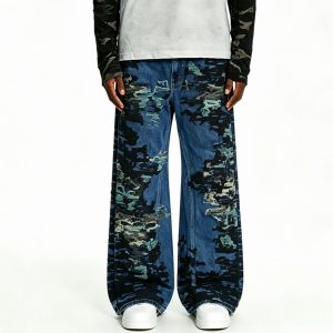 Camo Splotch Paneled Street Jeans