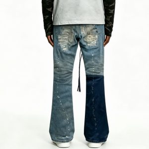 Splatter Flare Distressed Denim
