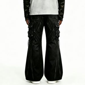 Cyber-Tech Multi-Zipper Black Cargo