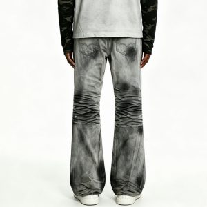 Heavy-Stack Distressed Flare Denim