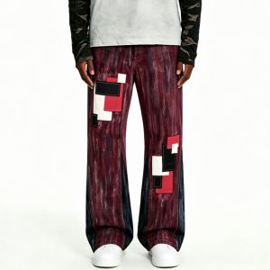 Geometric Patch Maroon Street Jeans
