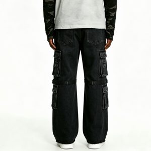 Tactical Strap Black Cargo Jeans
