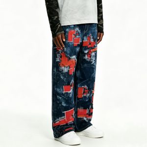 Red Patch Contrast Blue Denim