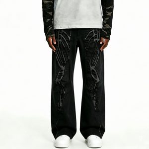 Skeleton Graphic Gothic Black Jeans