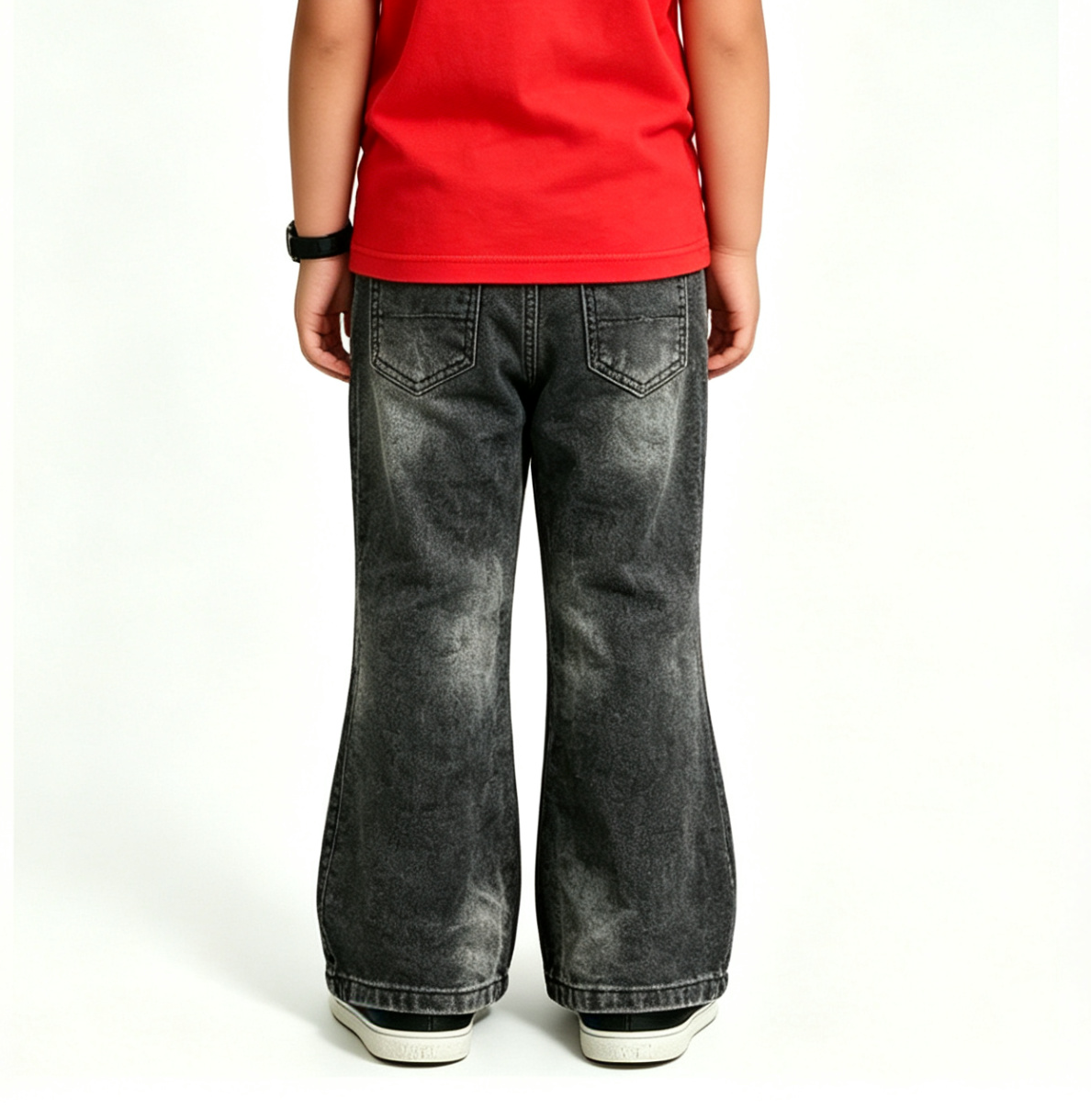 Boys' & Girls' Black Cargo Flare Jeans OEM | Y2K Streetwear - Image 2