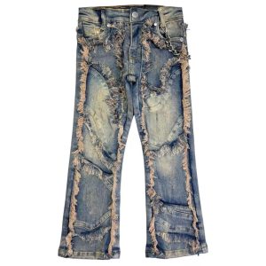 Boys' & Girls' Distressed Flare Jeans OEM | Y2K Streetwear