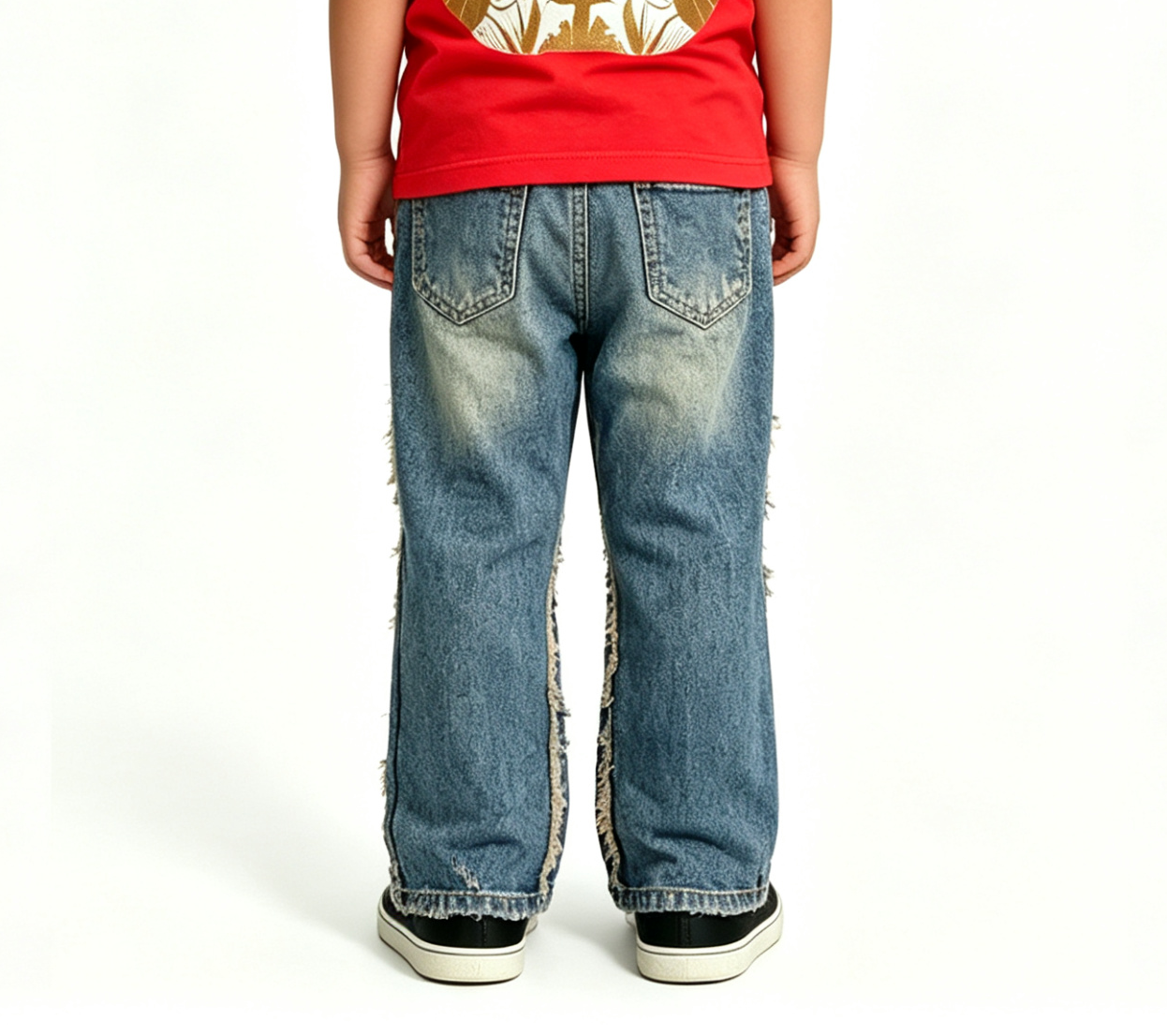 Boys' & Girls' Distressed Flare Jeans OEM | Y2K Streetwear - Image 3