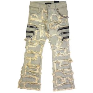 Boys' & Girls' Distressed Zipper Jeans OEM | Y2K Streetwear