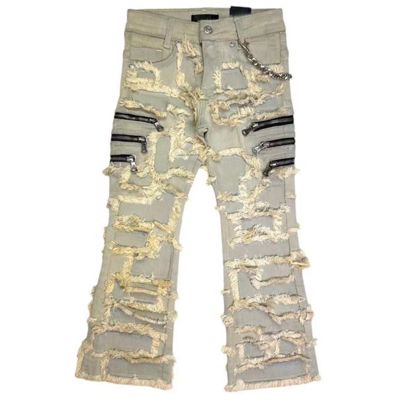 Boys' & Girls' Distressed Zipper Jeans OEM | Y2K Streetwear