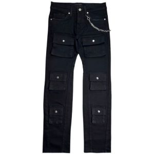 Boys' Black Multi-Pocket Cargo Jeans OEM | Y2K Streetwear