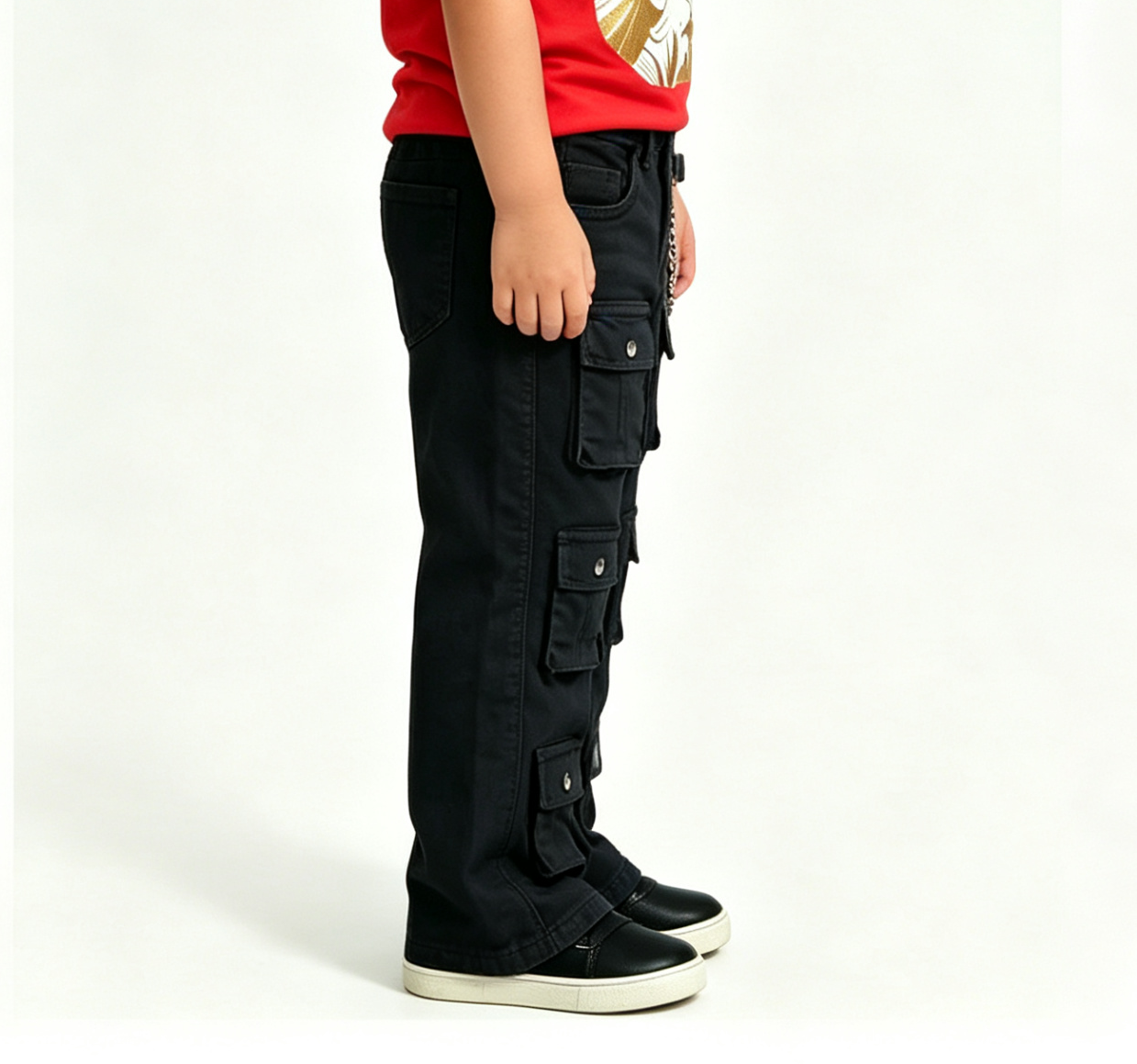 Boys' & Girls' Black Cargo Jeans OEM | Y2K Streetwear - Image 5