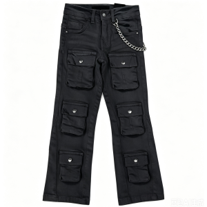 Boys' & Girls' Black Cargo Jeans OEM | Y2K Streetwear