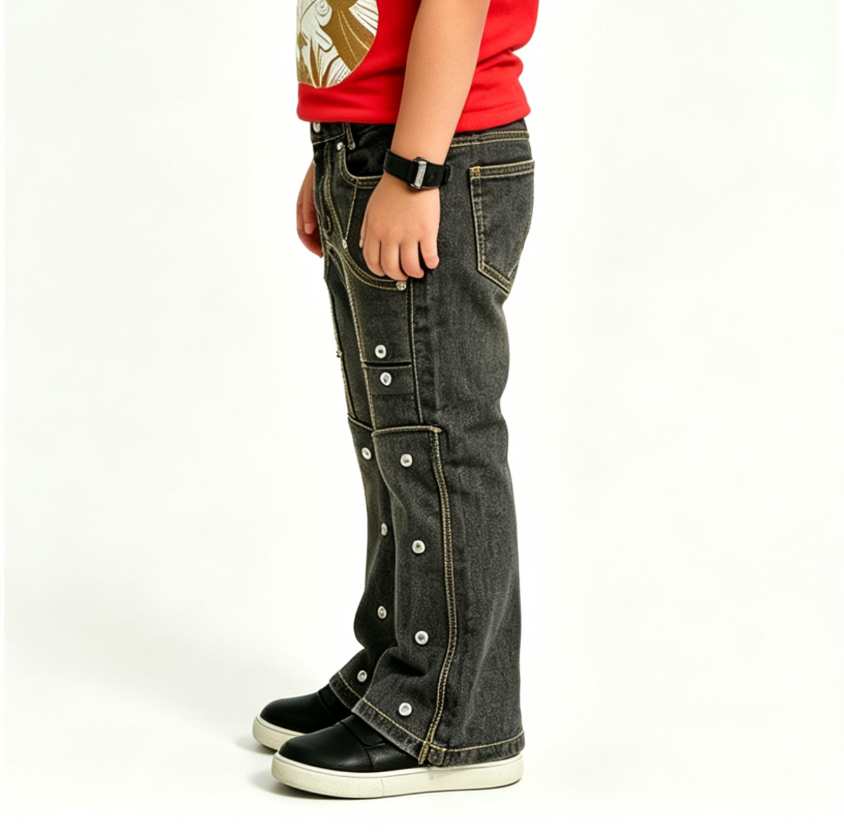 Boys' & Girls' Dark Flare Jeans OEM | Y2K Punk Streetwear - Image 3