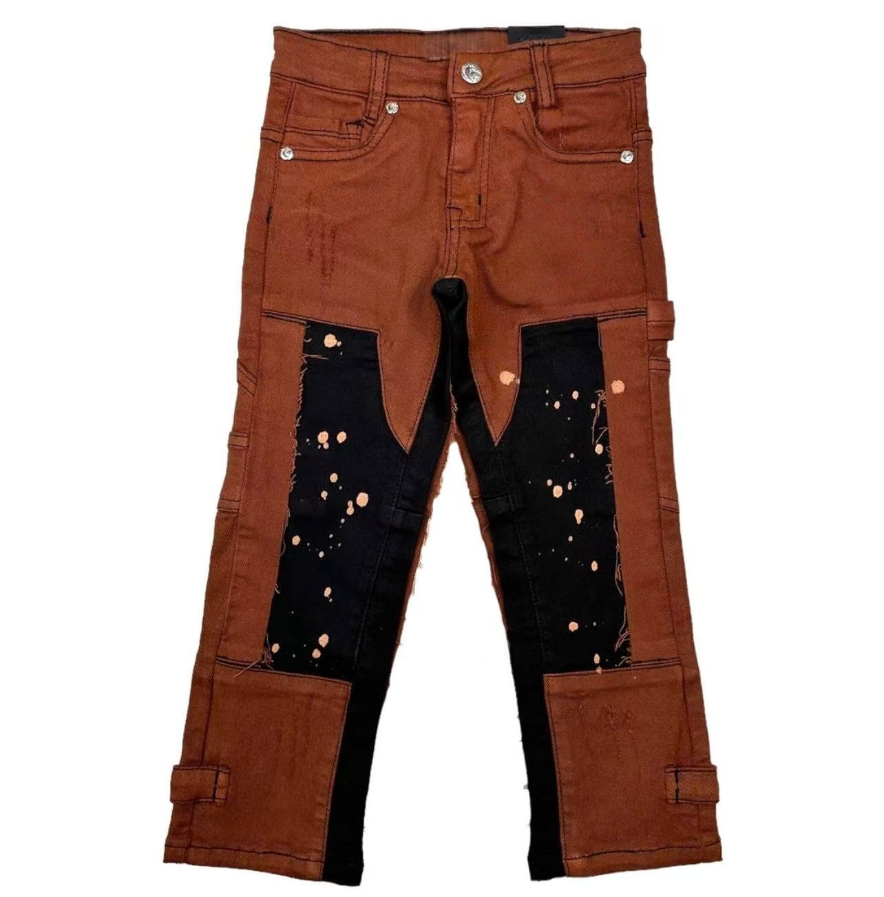 Kids' Patchwork Splatter Denim Jeans OEM | Streetwear Fit