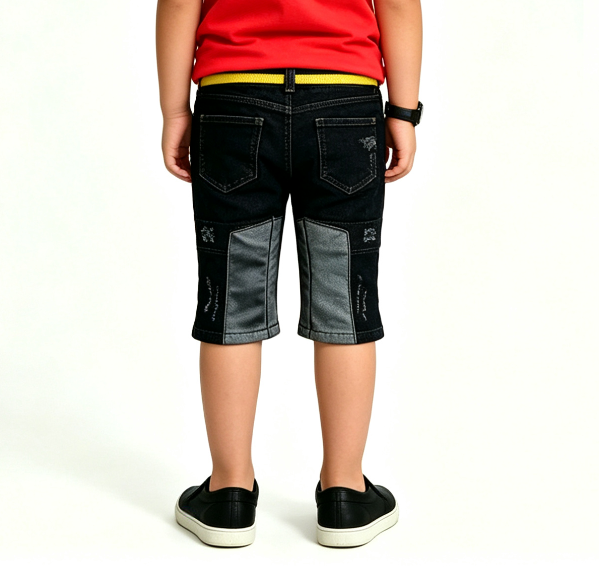 Kids' Black Moto Jeans – PU Leather, Streetwear OEM MOQ 100 - Image 3