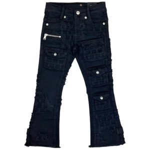 Kids' Black Distressed Flare Jeans – Y2K Grunge Streetwear