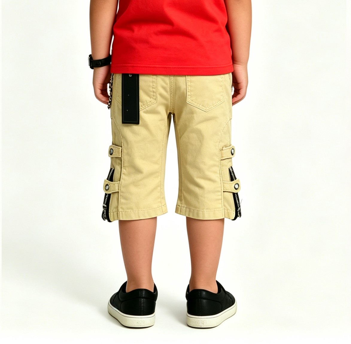 Kids' Khaki Moto Jeans – Punk Rock Denim, OEM MOQ 100 - Image 5