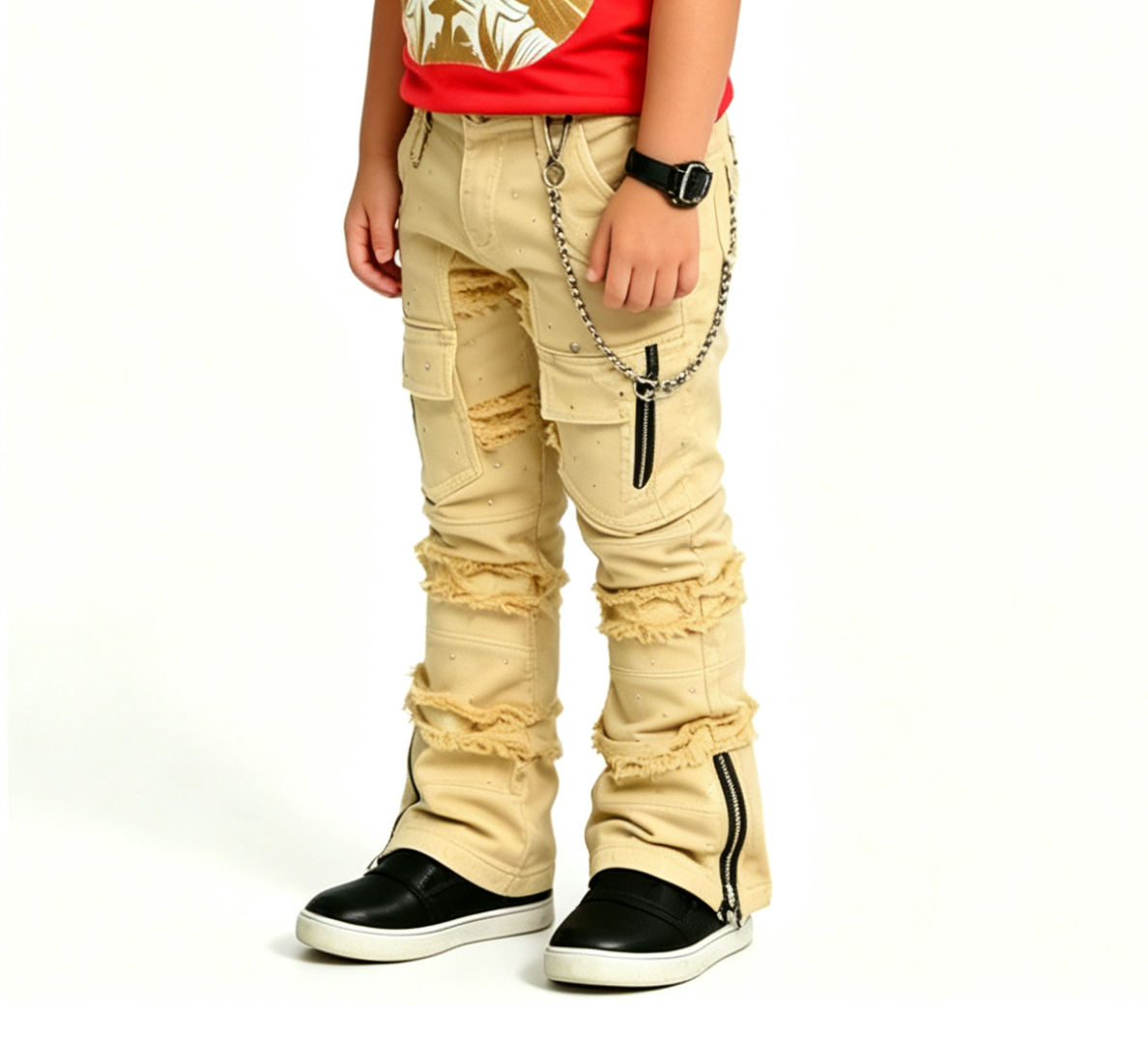 Boys' Ripped Distressed Denim Jeans OEM | Heavy Wash - Image 4