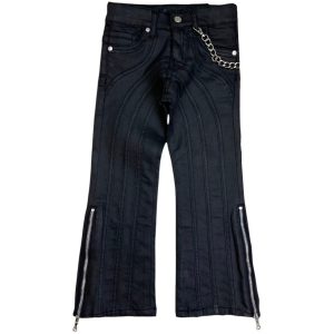 Kids' Black Moto Flare Jeans – Y2K Punk Streetwear OEM