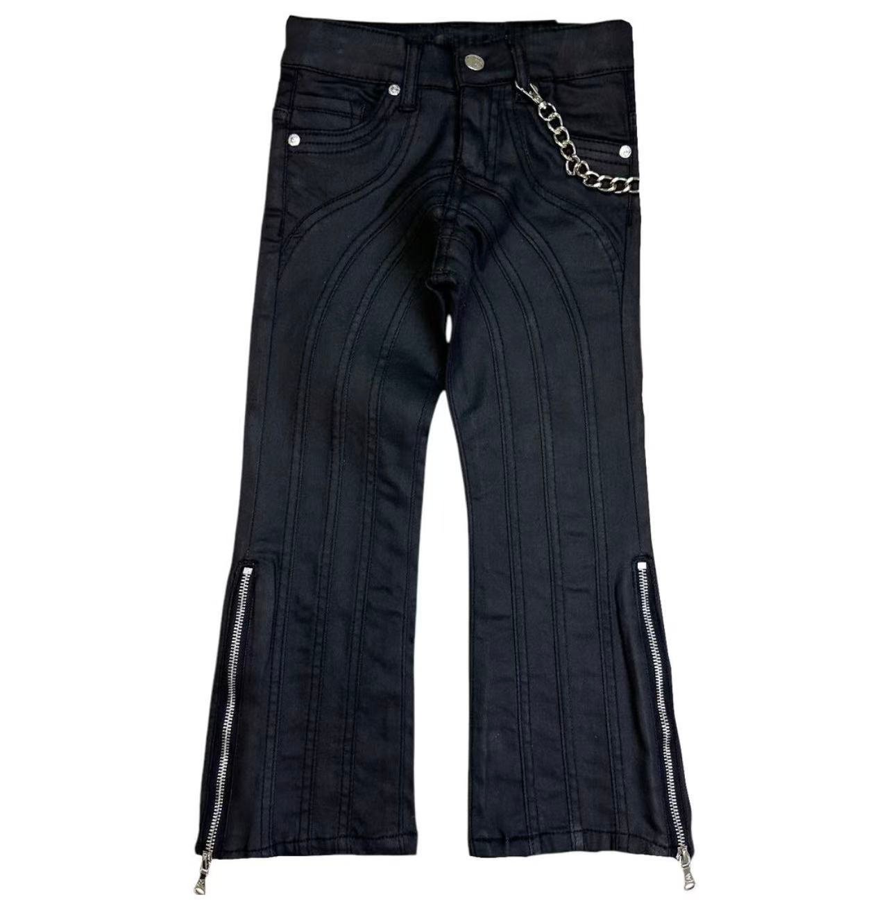 Kids' Black Moto Flare Jeans – Y2K Punk Streetwear OEM