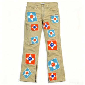 Kids' Khaki Patchwork Jeans – Y2K Streetwear, OEM MOQ 100