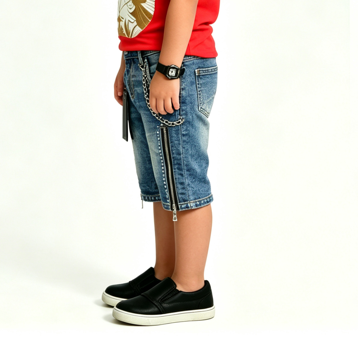 Kids' Rhinestone Denim Shorts – Y2K Punk Streetwear OEM - Image 2