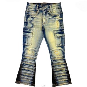 Kids' Blue Distressed Flare Jeans – Y2K Streetwear, OEM
