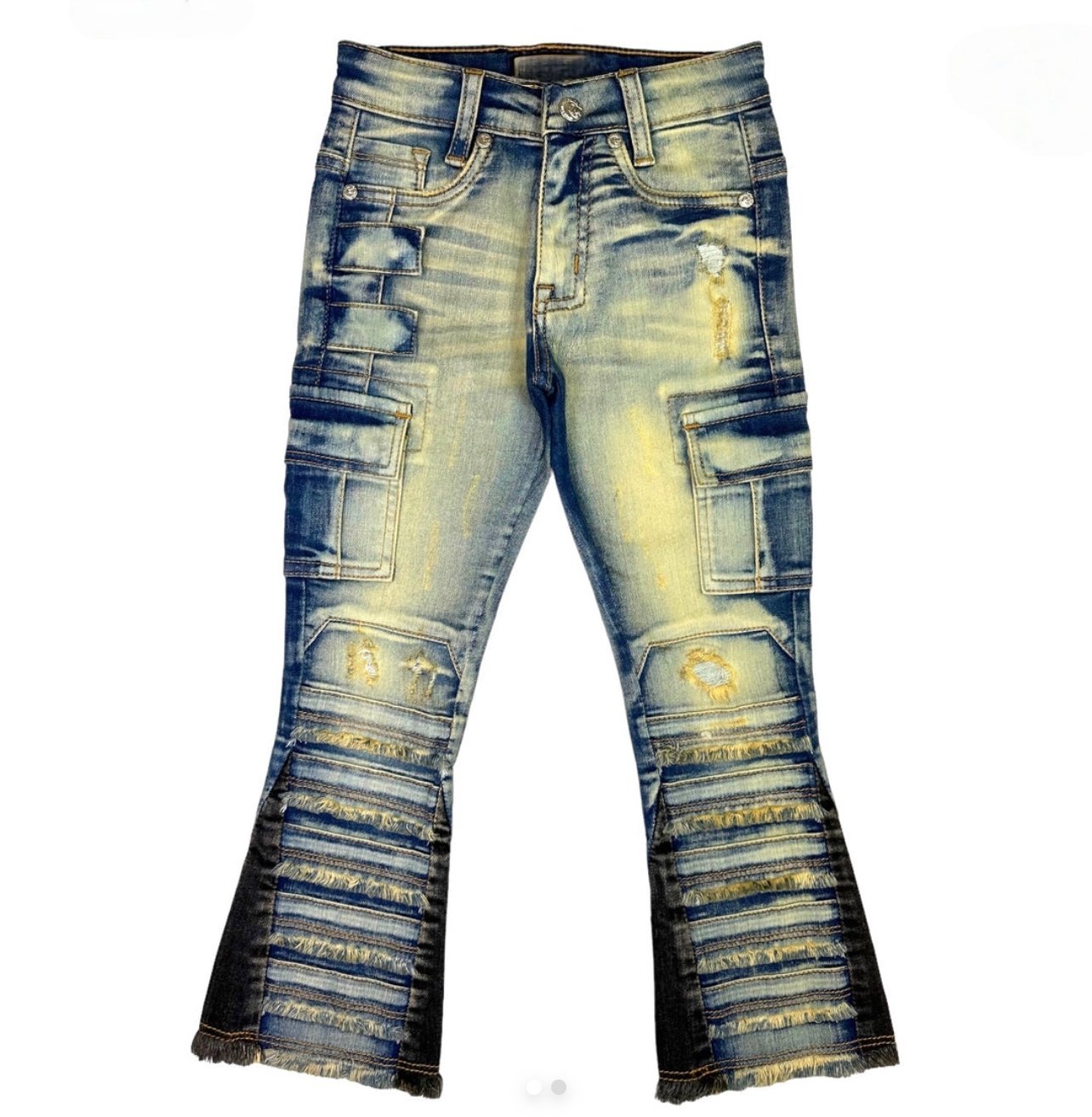 Kids' Blue Distressed Flare Jeans – Y2K Streetwear, OEM