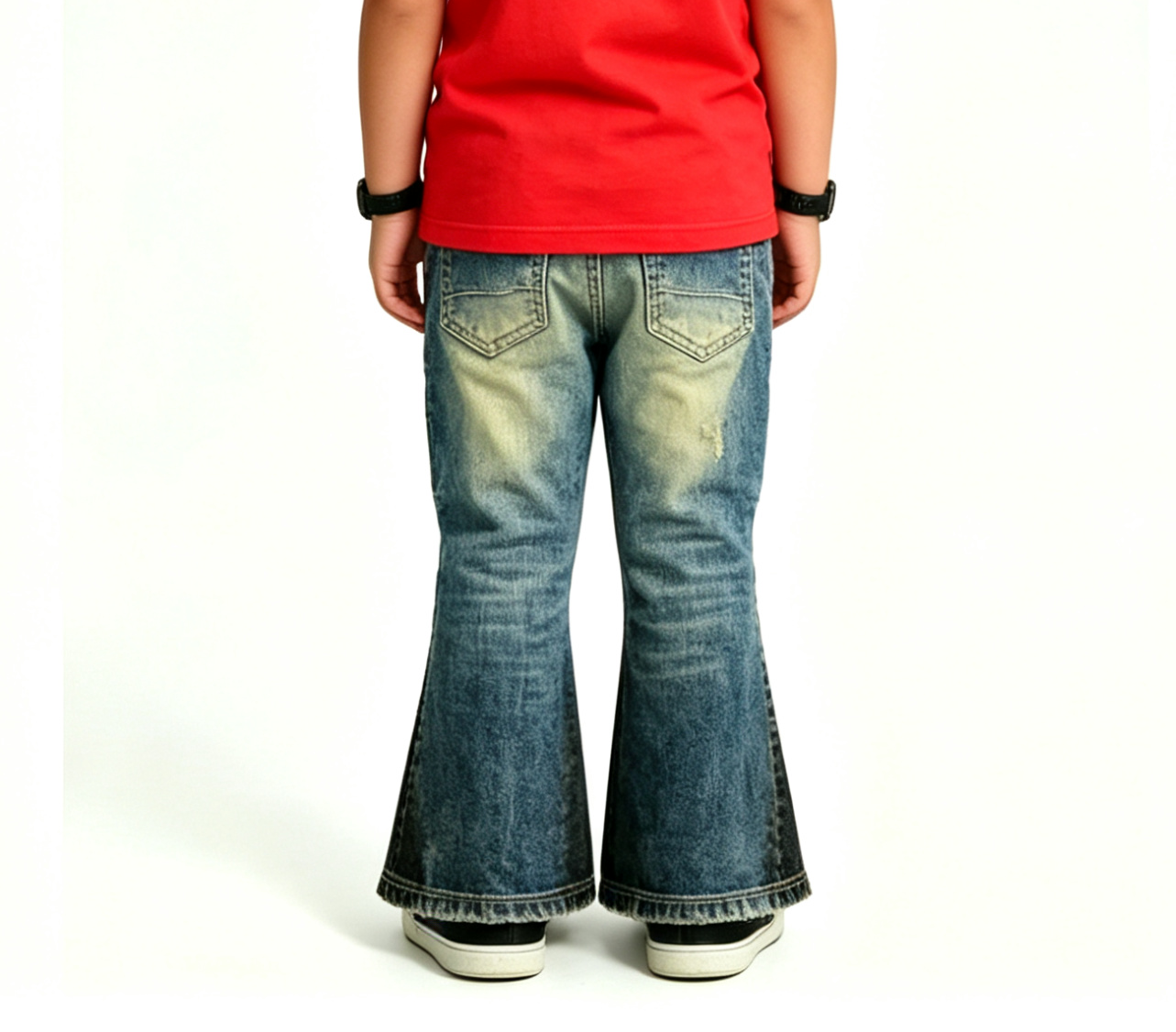 Kids' Blue Distressed Flare Jeans – Y2K Streetwear, OEM - Image 3