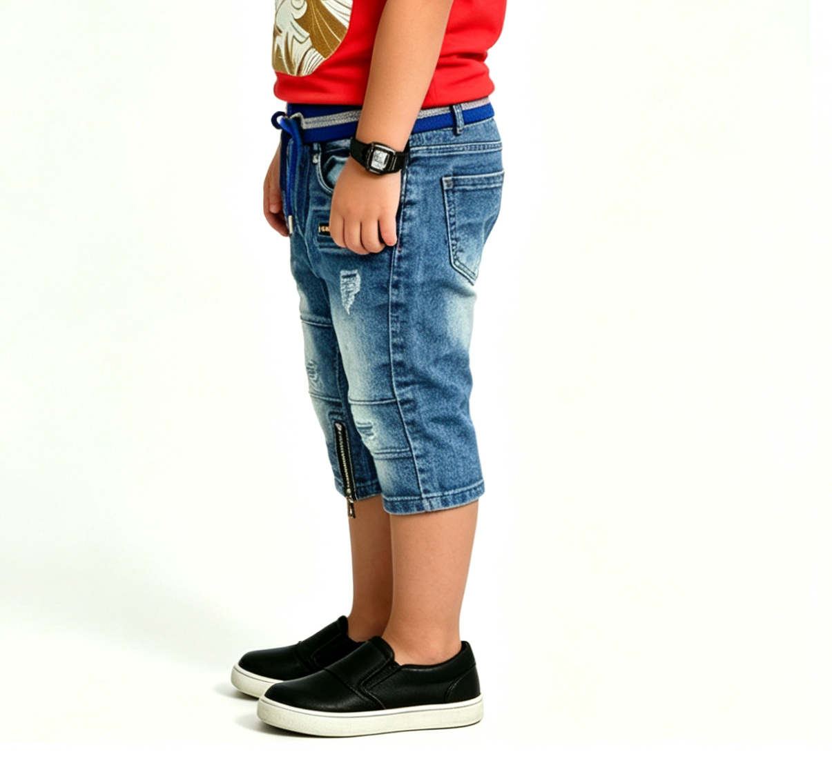 Boys' Blue Denim Joggers – Elastic Waist Drawstring Summer - Image 4