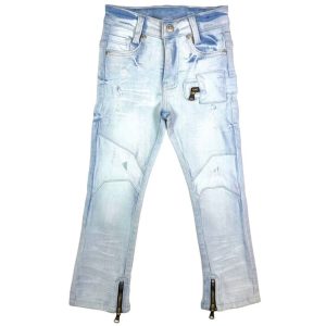 Custom Boys Patchwork Cargo Jeans – Brown Wash, MOQ 100