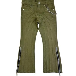 Custom Boys Patchwork Cargo Jeans – Brown Wash, MOQ 100