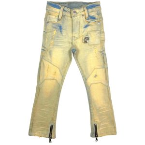 Boys' Acid Wash Ripped Cargo Jeans OEM | Yellow Streetwear