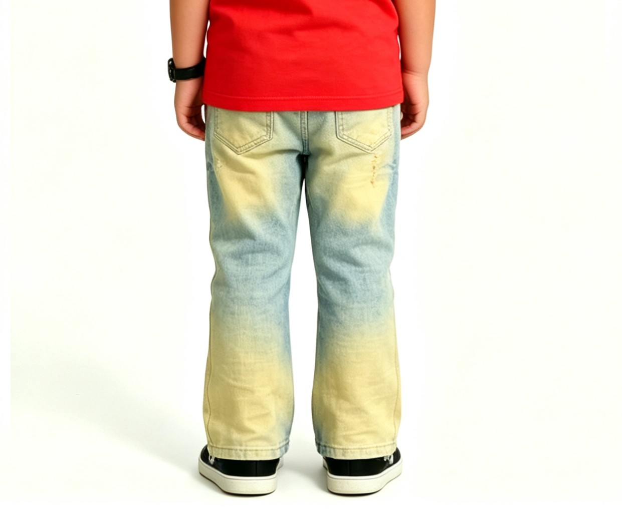 Boys' Acid Wash Ripped Cargo Jeans OEM | Yellow Streetwear - Image 3