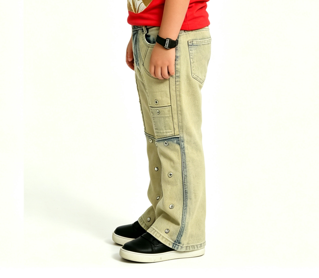 Boys' & Girls' Retro Flare Jeans OEM | Bell-Bottom Yellow - Image 3