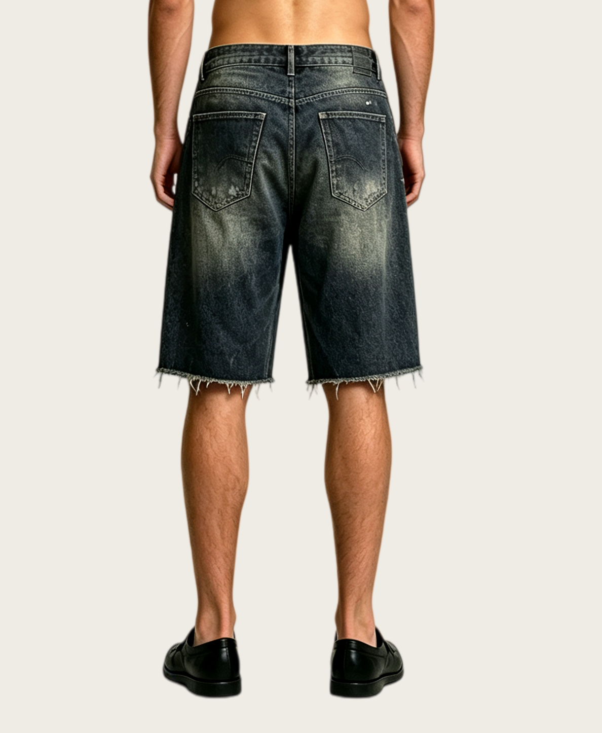 Men's Dark Blue Distressed Denim Shorts – Y2K Rhinestone - Image 2