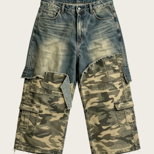 Men's Patchwork Camo Cargo Shorts – Relaxed Fit Streetwear