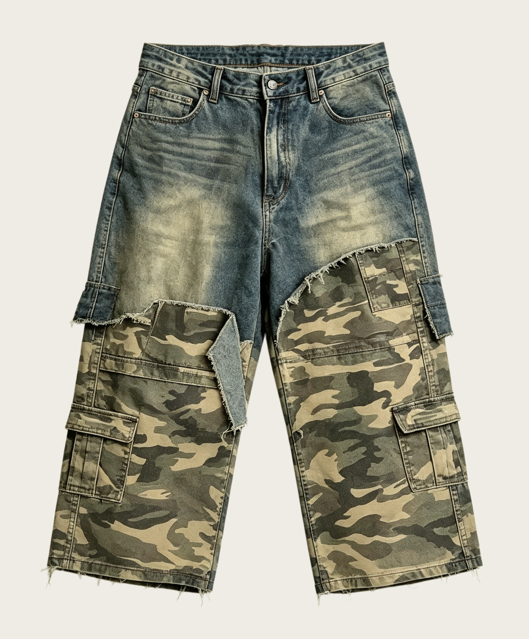 Men's Patchwork Camo Cargo Shorts – Relaxed Fit Streetwear