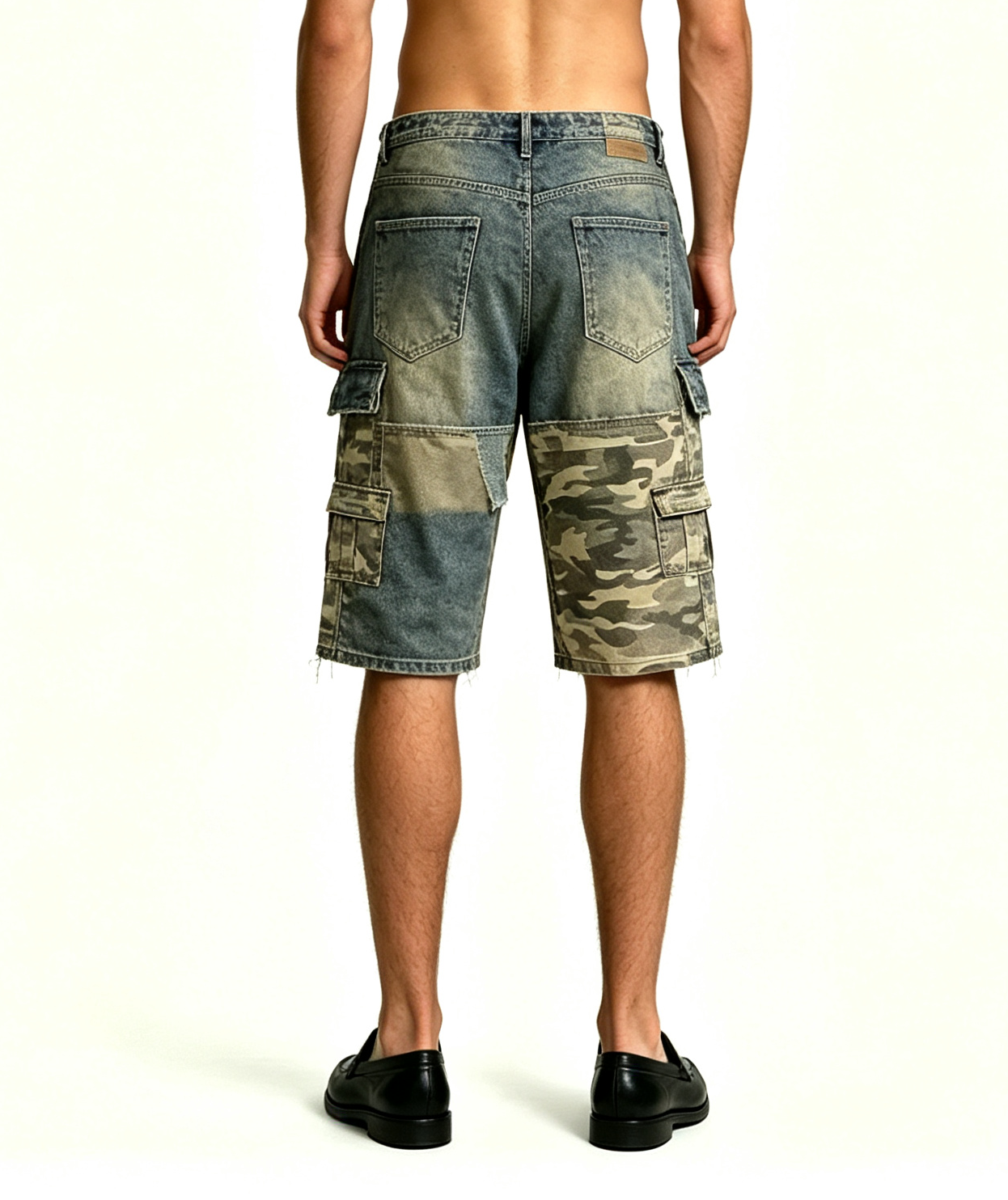 Men's Patchwork Camo Cargo Shorts – Relaxed Fit Streetwear - Image 3